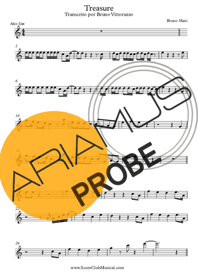 Bruno Mars Treasure score for Alt-Saxophon