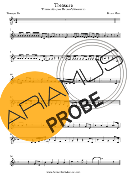 Bruno Mars Treasure score for Trompete