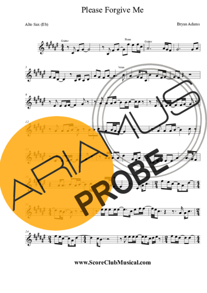 Bryan Adams Please Forgive Me score for Alt-Saxophon