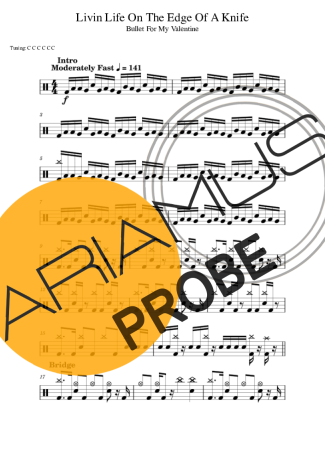 Bullet For My Valentine Livin Life On The Edge Of A Knife score for Schlagzeug