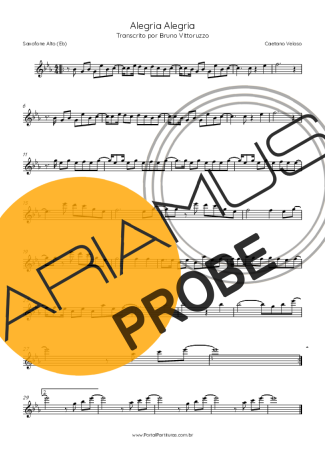 Caetano Veloso Alegria, Alegria score for Alt-Saxophon