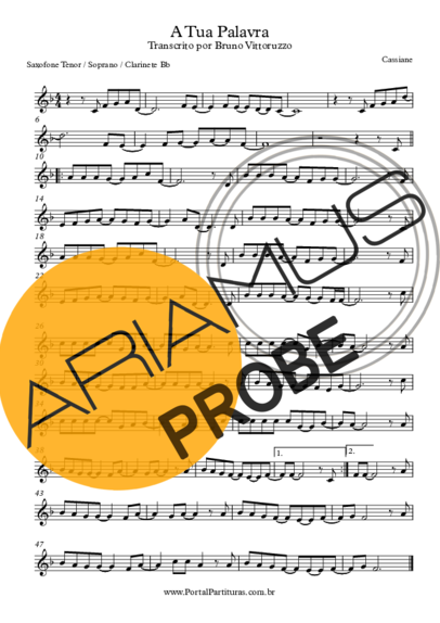 Cassiane A Tua Palavra score for Tenor-Saxophon Sopran (Bb)
