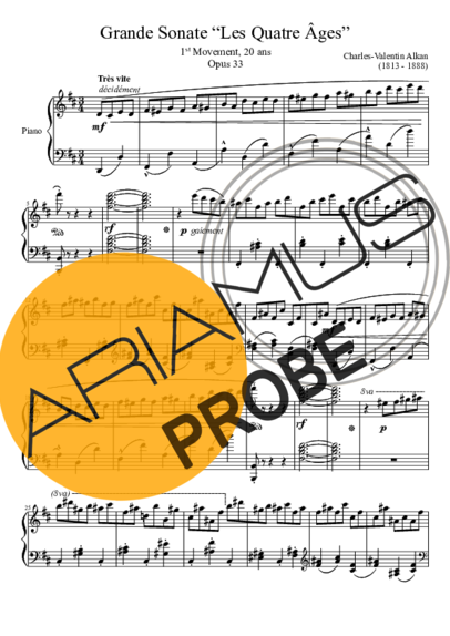 Charles Valentin Alkan Grande Sonate Les Quatre Ages Opus 33 1st Movement score for Klavier