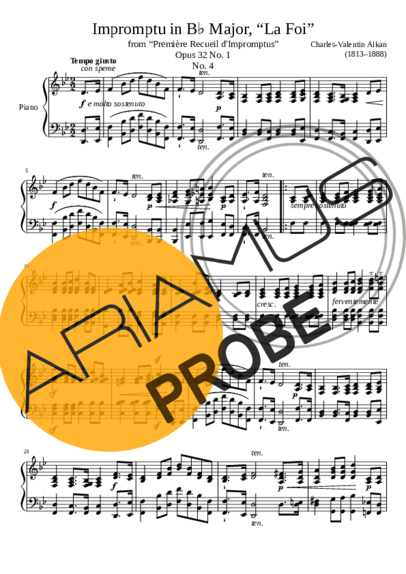 Charles Valentin Alkan Impromptu Opus 32 No. 1 No. 4 In B Major La Foi score for Klavier
