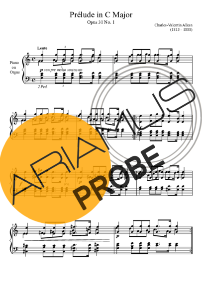 Charles Valentin Alkan Prelude Opus 31 No. 1 In C Major score for Klavier