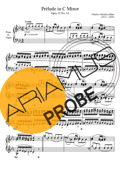 Charles Valentin Alkan Prelude Opus 31 No. 16 In C Minor score for Klavier
