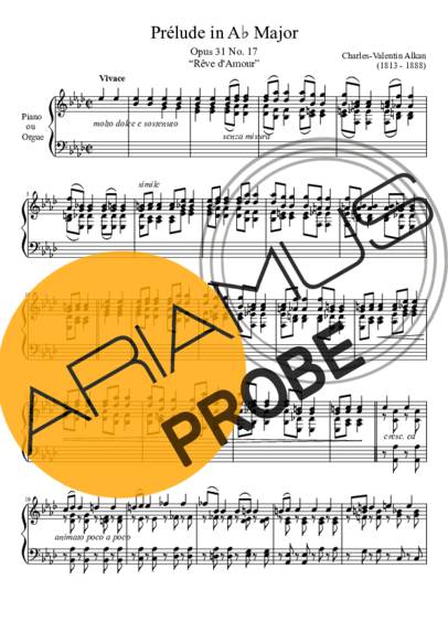 Charles Valentin Alkan Prelude Opus 31 No. 17 In A Major score for Klavier