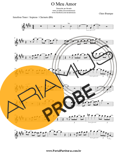 Chico Buarque O Meu Amor score for Tenor-Saxophon Sopran (Bb)