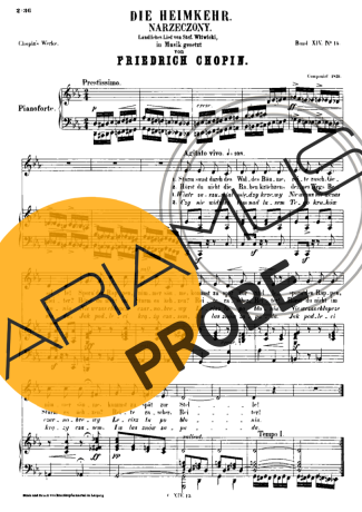 Chopin Die Heimkehr score for Klavier