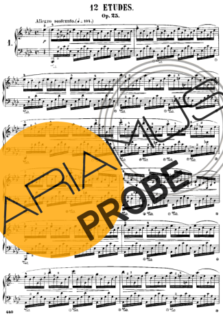 Chopin Étude 1 Op. 25 score for Klavier