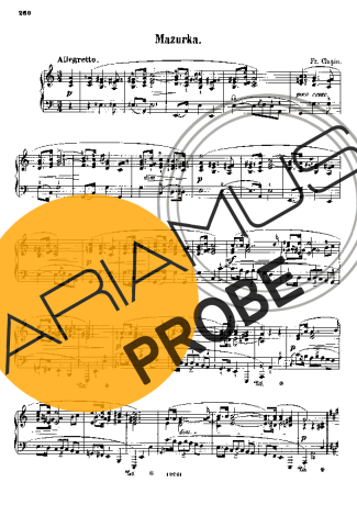 Chopin Mazurka In A Minor B.134 score for Klavier