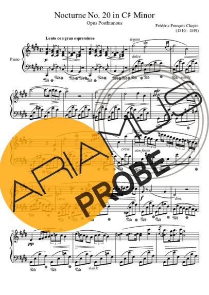 Chopin Nocturne No. 20 In C Minor score for Klavier