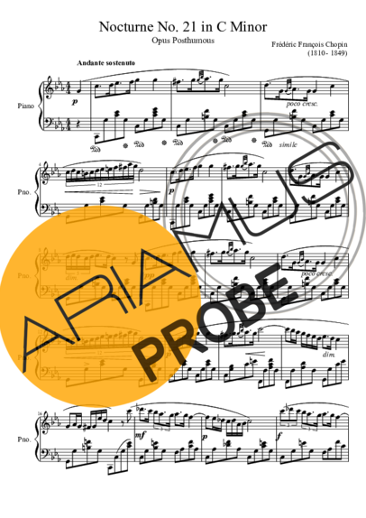 Chopin Nocturne No. 21 In C Minor score for Klavier