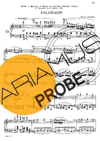 Chopin Polonaise In Ab Major B.5 score for Klavier