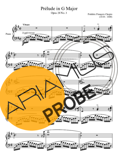 Chopin Prelude Opus 28 No. 03 In G Major score for Klavier