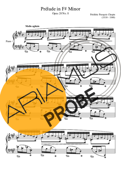 Chopin Prelude Opus 28 No. 08 In F Minor score for Klavier