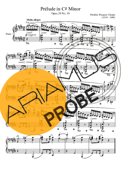 Chopin Prelude Opus 28 No. 10 In C Minor score for Klavier