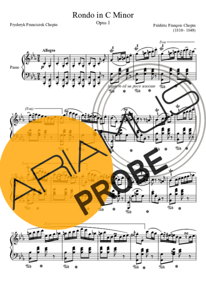 Chopin Rondo Opus 1 In C Minor score for Klavier