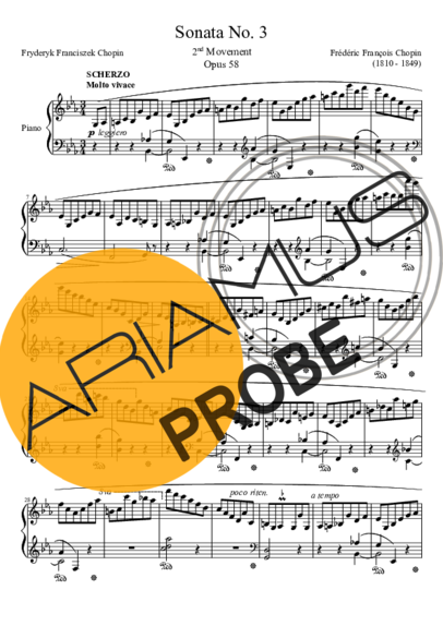 Chopin Sonata No. 3 2nd Movement score for Klavier