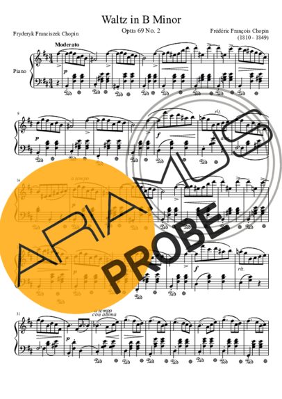 Chopin Waltz In B Minor score for Klavier