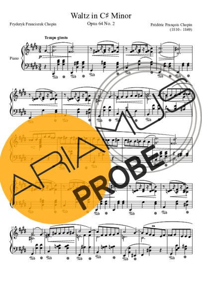 Chopin Waltz Opus 64 No. 2 In C Minor score for Klavier