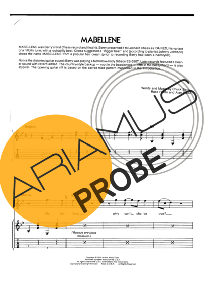 Chuck Berry Mabellene score for Gitarre