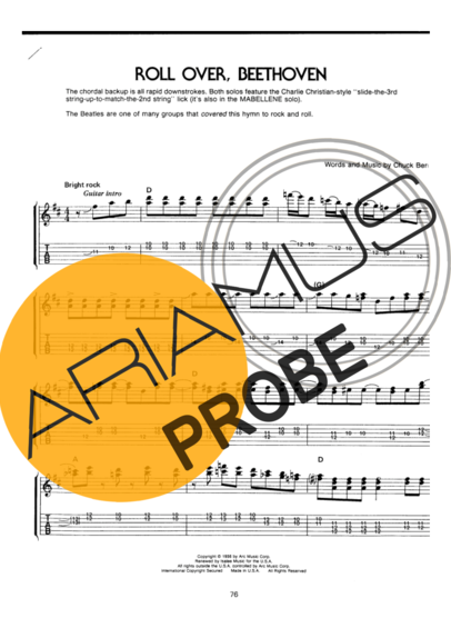 Chuck Berry Roll Over Beethoven score for Gitarre