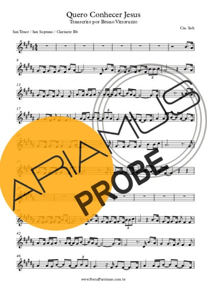 Cia Salt Quero Conhecer Jesus score for Tenor-Saxophon Sopran (Bb)