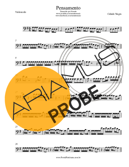 Cidade Negra Pensamento score for Cello