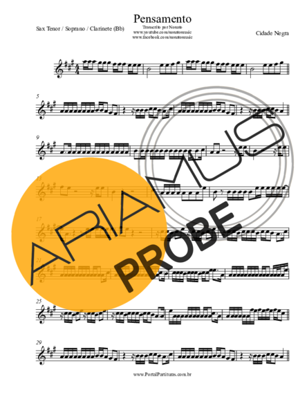 Cidade Negra Pensamento score for Tenor-Saxophon Sopran (Bb)