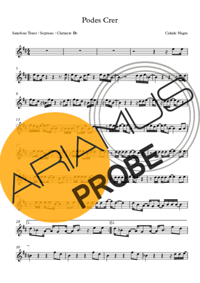 Cidade Negra Podes Crer score for Tenor-Saxophon Sopran (Bb)