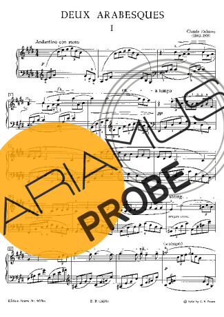 Claude Debussy Arabesque score for Klavier