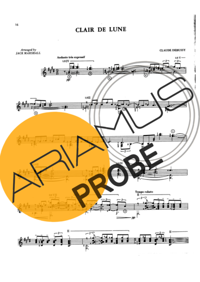 Claude Debussy Clair De Lune score for Akustische Gitarre