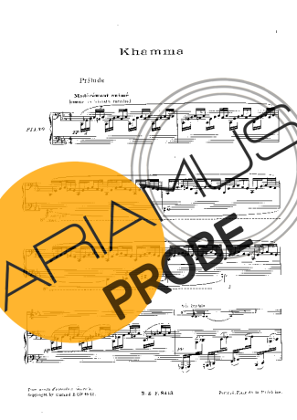 Claude Debussy Khamma score for Klavier