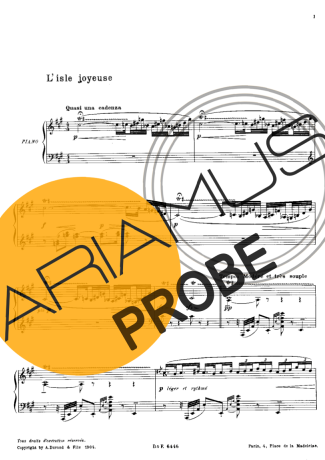 Claude Debussy L Isle Joyeuse score for Klavier