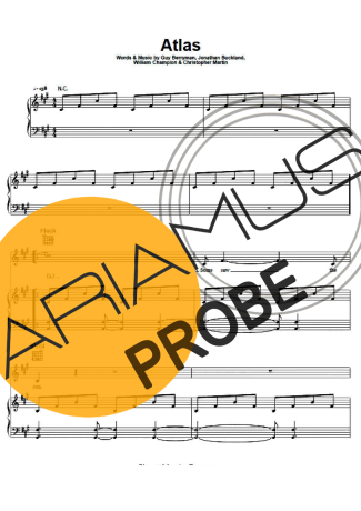 Coldplay Atlas score for Klavier