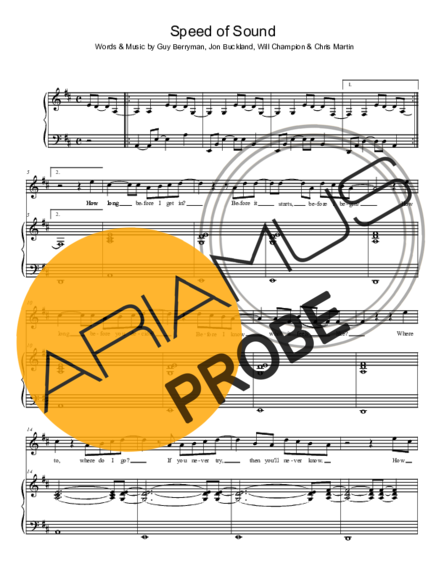 Coldplay Speed Of Sound score for Klavier