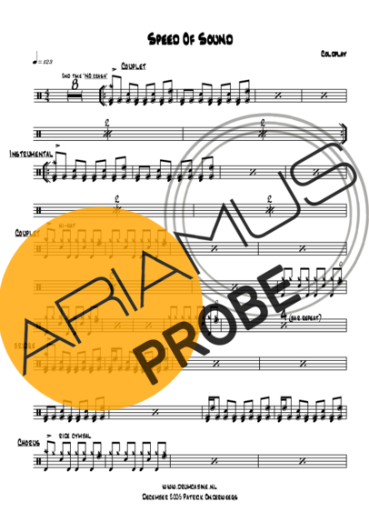 Coldplay Speed Of Sound score for Schlagzeug