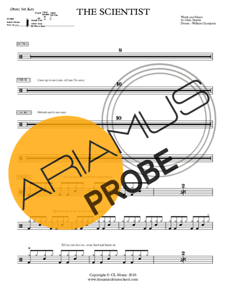 Coldplay The Scientist score for Schlagzeug