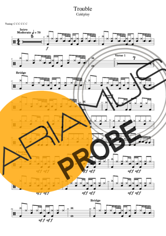 Coldplay Trouble Partituren für Schlagzeug