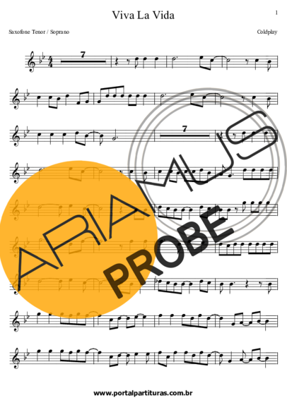 Coldplay Viva la Vida score for Tenor-Saxophon Sopran (Bb)