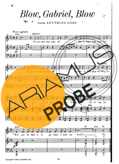 Cole Porter Blow Gabriel Blow score for Klavier