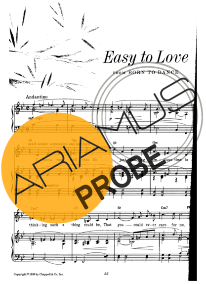 Cole Porter Easy To Love score for Klavier