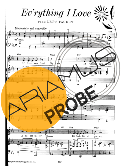Cole Porter Everything I Love score for Klavier