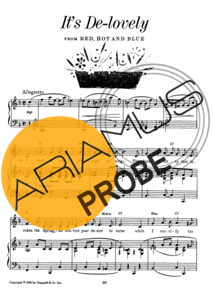Cole Porter Its De-lovely score for Klavier