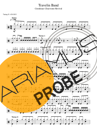 Creedence Clearwater Revival Travelin Band score for Schlagzeug