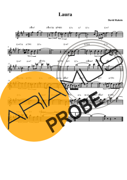 David Raksin Laura score for Alt-Saxophon