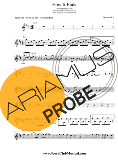 DeVotchKa How It Ends score for Tenor-Saxophon Sopran (Bb)