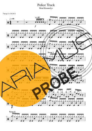 Dead Kennedys Police Truck score for Schlagzeug