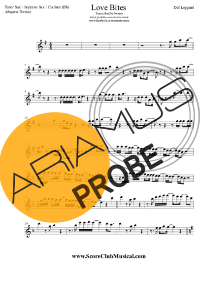 Def Leppard Love Bites score for Tenor-Saxophon Sopran (Bb)